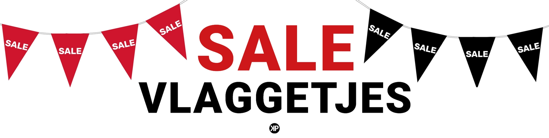 SALE vlaggenlijn / wimpellijn rood en zwart sale vlaggenlijn